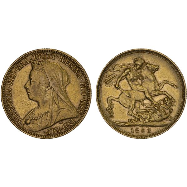 GREAT BRITAIN: Victoria, 1837-1901, AV sovereign, 1896, VF