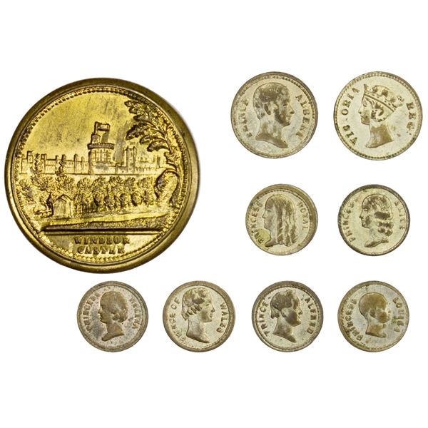 GREAT BRITAIN: Victoria, 1837-1901, box medal and miniatures, ND (ca. 1850's), AU