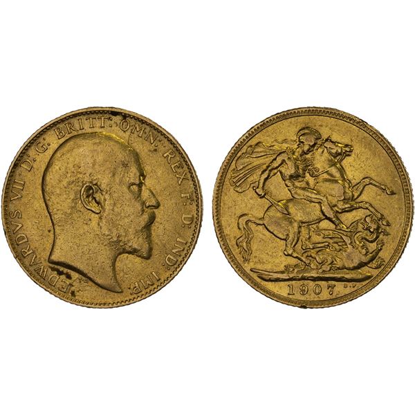 GREAT BRITAIN: Edward VII, 1901-1910, AV sovereign, 1907, VF-XF
