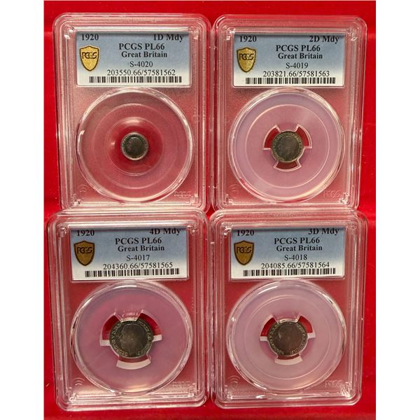 GREAT BRITAIN: George V, 1910-1936, 4-coin Maundy set, 1920