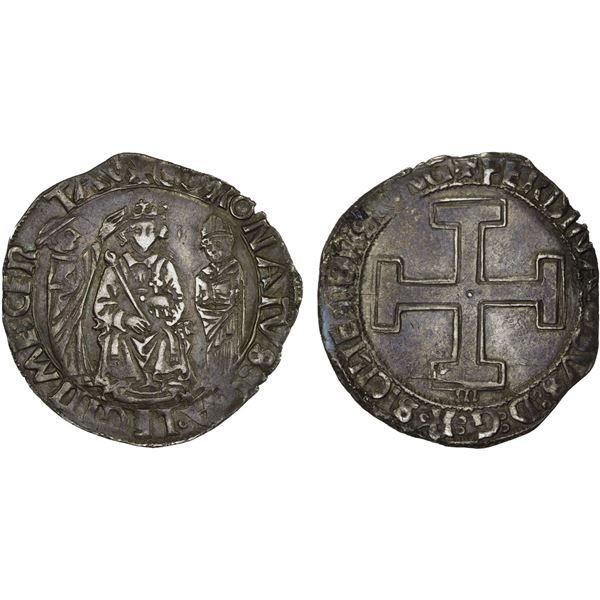 NAPLES: Ferdinando I d'Aragona, 1458-1494, AR coronato (3.82g), ND, VF-XF