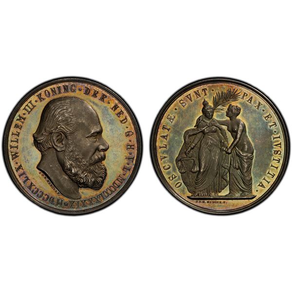 NETHERLANDS: Willem III, 1849-1890, AR medal, 1889