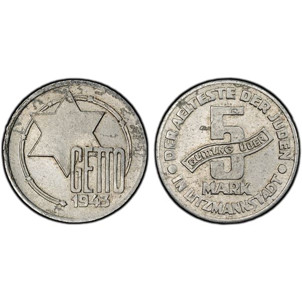 POLAND: Lodz (Litzmannstadt Ghetto), 5 mark, 1943, PCGS MS62