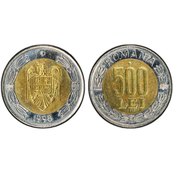 ROMANIA: Republic, 500 lei, 1998, PCGS Specimen 62
