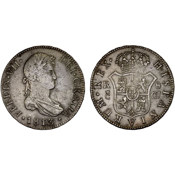 SPAIN: Fernando VII, 1808-1833, AR 8 reales, Cadiz, 1813-C, VF-XF
