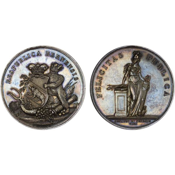 SWITZERLAND: BERN: Republic, AR sechszehnerpfennig (90.47g), ND, AU