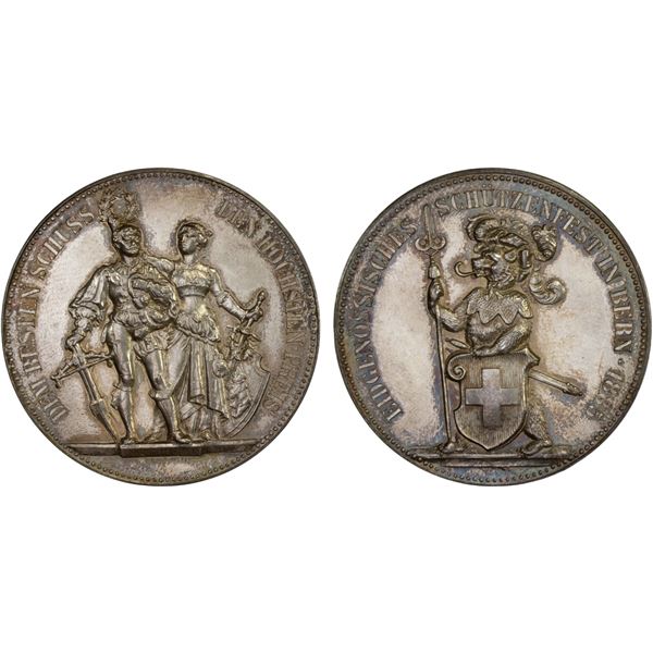 SWITZERLAND: BERN: Canton, AR medal (27.35g), 1885, Unc