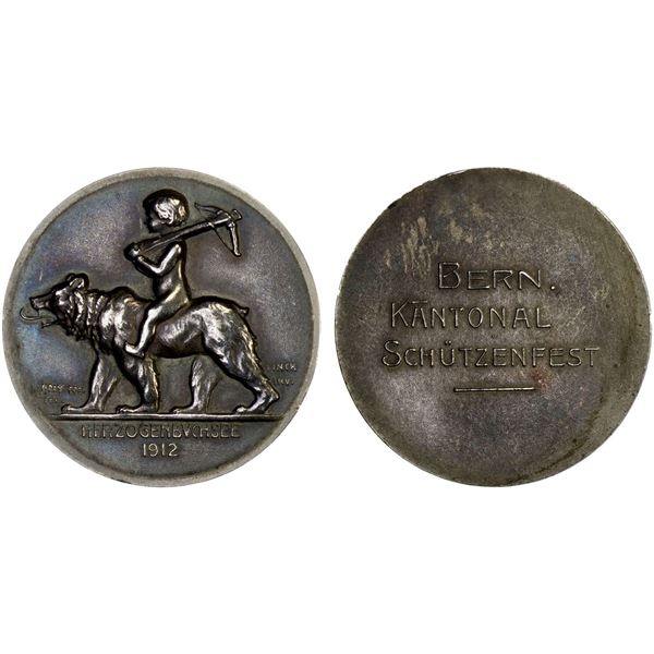 SWITZERLAND: Bern, AR medal (4.88g), 1912, Almost Unc