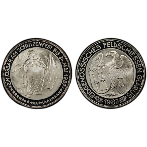 SWITZERLAND: Confederation, AR 50 francs, 1987-A, PCGS PF70 Deep Cameo