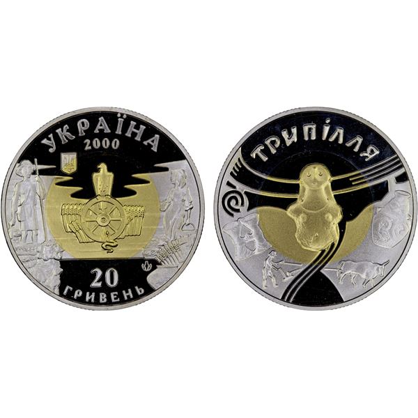 UKRAINE: Republic, AV 20 hryvni, 2000, Proof