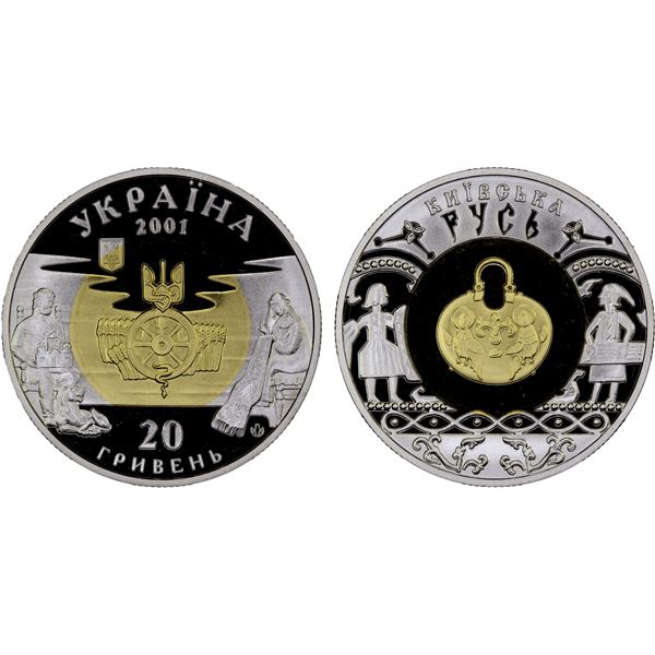 UKRAINE: Republic, AV 20 hryvni, 2001, Proof