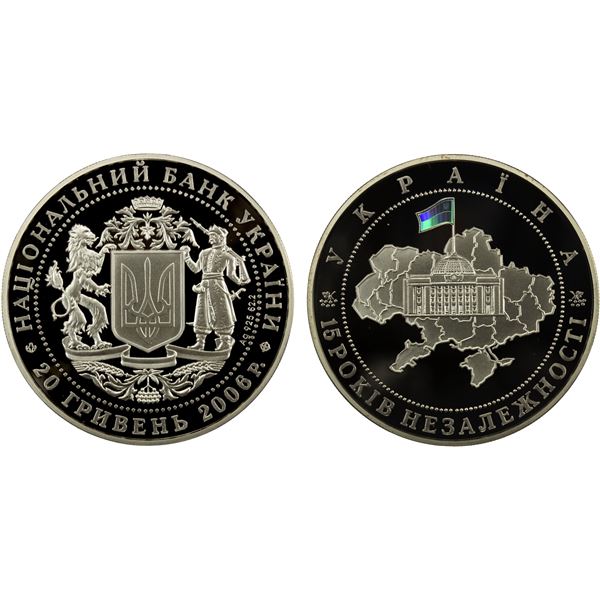 UKRAINE: Republic, AR 20 hryven, 2006, Proof
