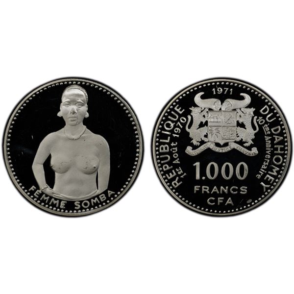 DAHOMEY: Republic, AR 1000 francs, 1971, PCGS PF64 Deep Cameo