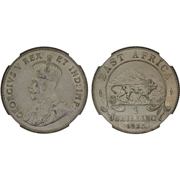 EAST AFRICA: George V, 1910-1936, AR shilling, 1925, NGC MS65