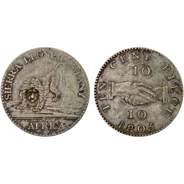 SIERRA LEONE: Sierra Leone Company, AR 10 cents, 1805, VF