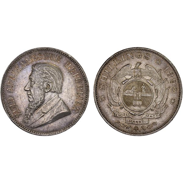 SOUTH AFRICA: Zuid-Afrikaansche Republiek, AR 5 shillings, 1892, XF