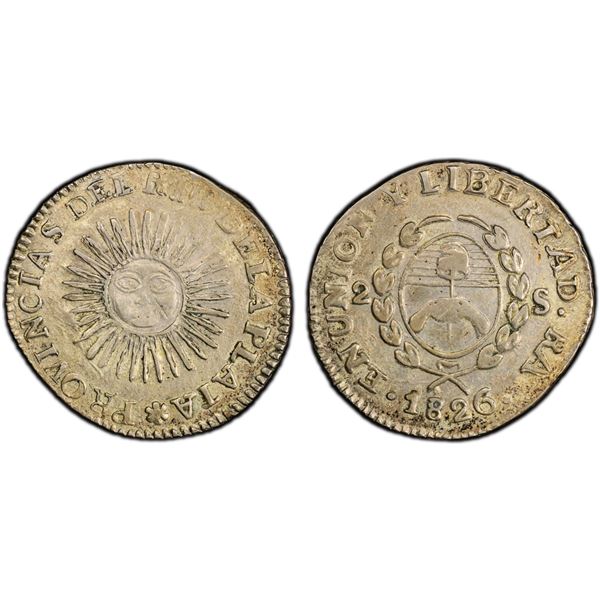 ARGENTINA: Córdoba, AR 2 soles, La Rioja, 1826, PCGS EF45