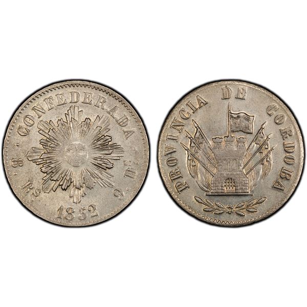 ARGENTINA: Córdoba, AR 8 reales, 1852, PCGS MS62