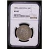 Image 2 : ARGENTINA: Republic, AR 50 centavos, 1882, NGC MS63