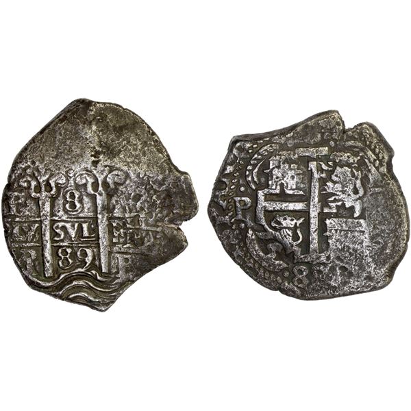 BOLIVIA: Carlos II, 1665-1700, AR 8 reales (25.40g), Potosí (16)89-P, VF