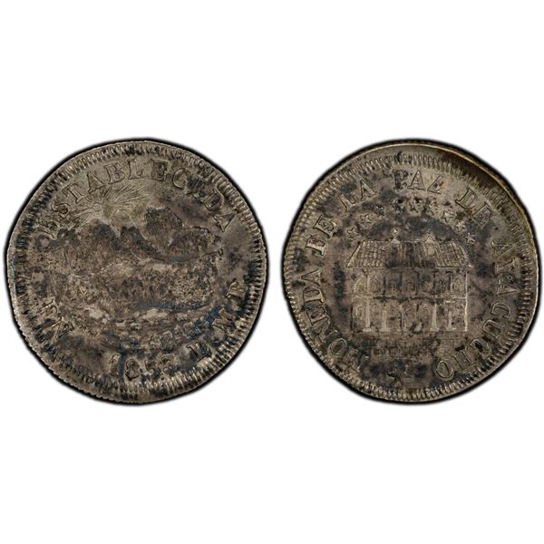 BOLIVIA: Republic, AR proclamation 2 soles, 1853, PCGS AU53