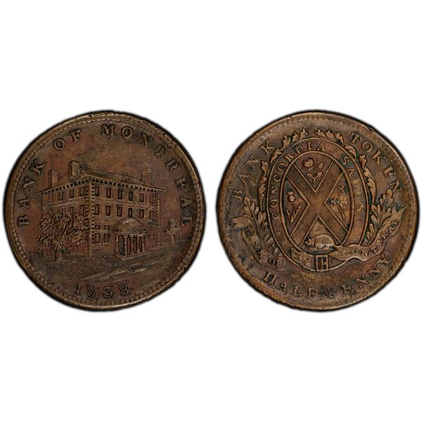CANADA: LOWER CANADA: AE halfpenny token, 1838, PCGS AU details
