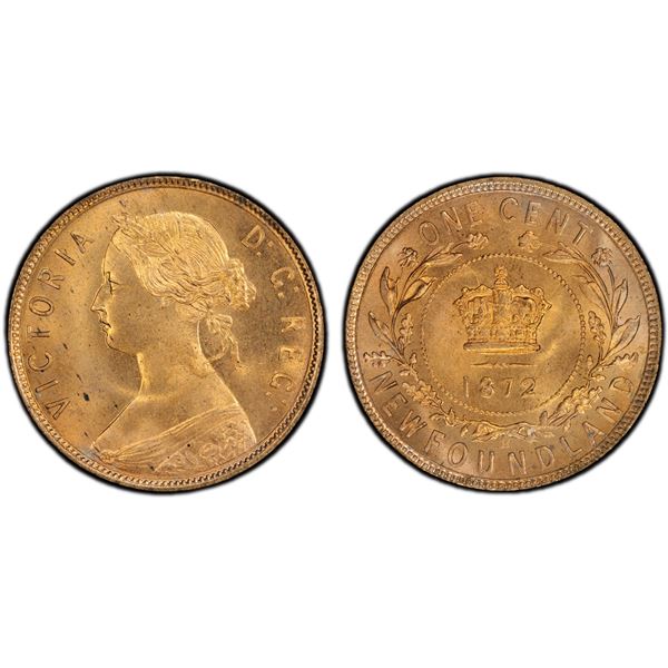CANADA: NEWFOUNDLAND: Victoria, 1837-1901, AE cent, 1872-H, PCGS MS65 RD