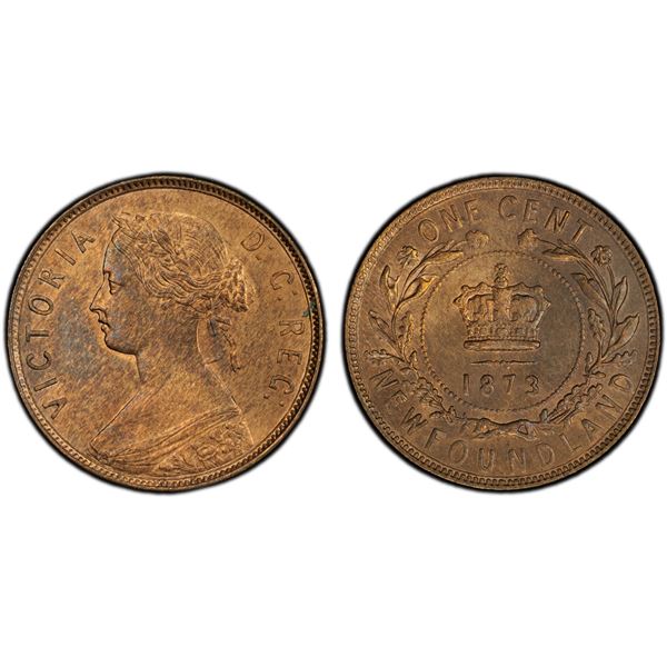 CANADA: NEWFOUNDLAND: Victoria, 1837-1901, AE cent, 1873, PCGS MS64 RB