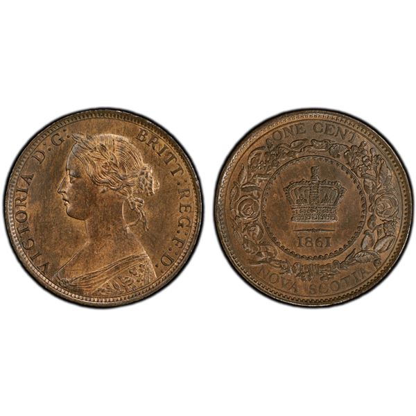 CANADA: NOVA SCOTIA: Victoria, 1837-1867, AE cent, 1861, PCGS MS64 BN
