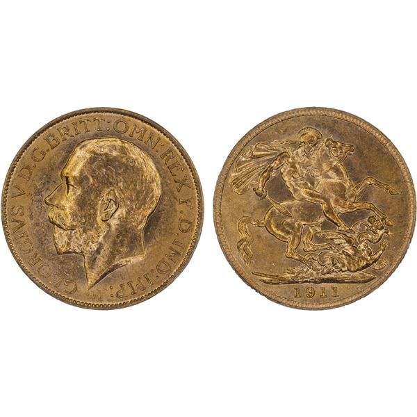 CANADA: George V, 1910-1936, AV sovereign, 1911-C, PCGS MS62