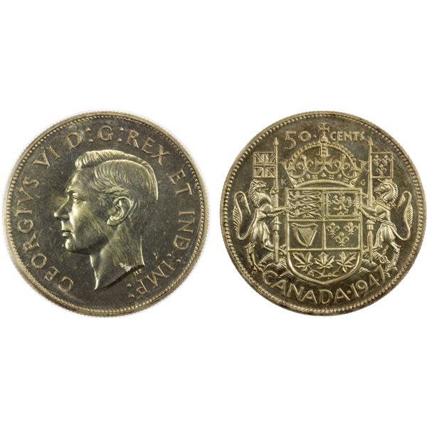 CANADA: George VI, 1936-1952, AR 50 cents, 1947, ICCS graded Specimen 64