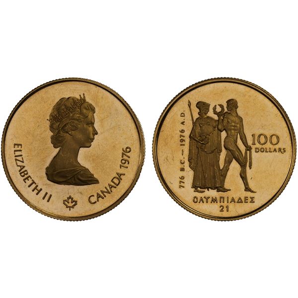 CANADA: Elizabeth II, 1952-2022, AV 100 dollars, 1976, Proof
