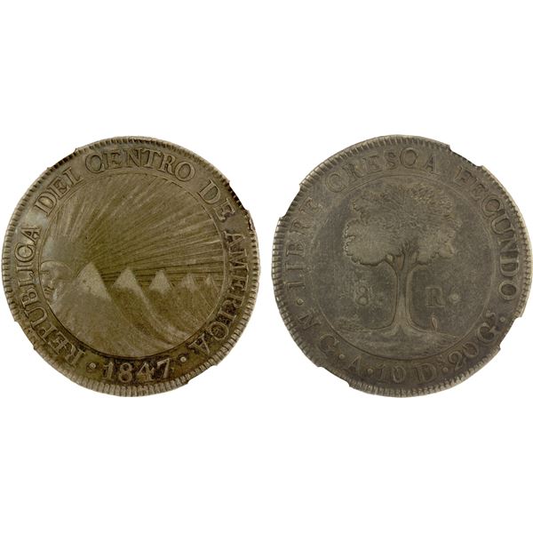 CENTRAL AMERICAN REPUBLIC: AR 8 reales, Guatemala, 1847/6-NG, NGC EF45
