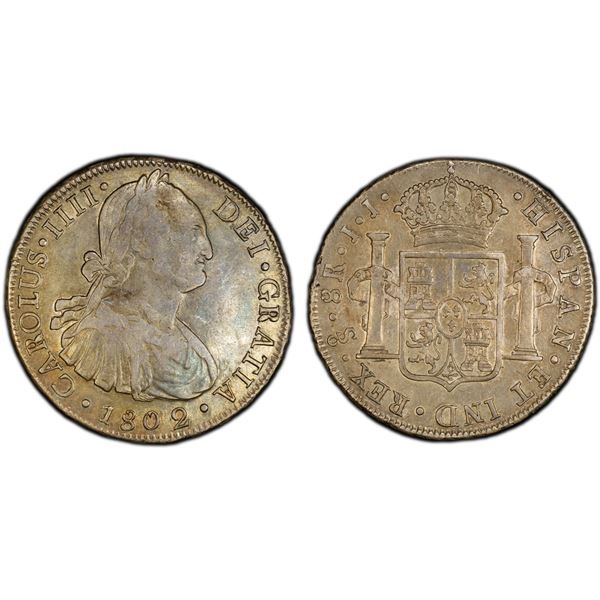 CHILE: Carlos IV, 1788-1808, AR 8 reales, Santiago, 1802-So, PCGS EF40