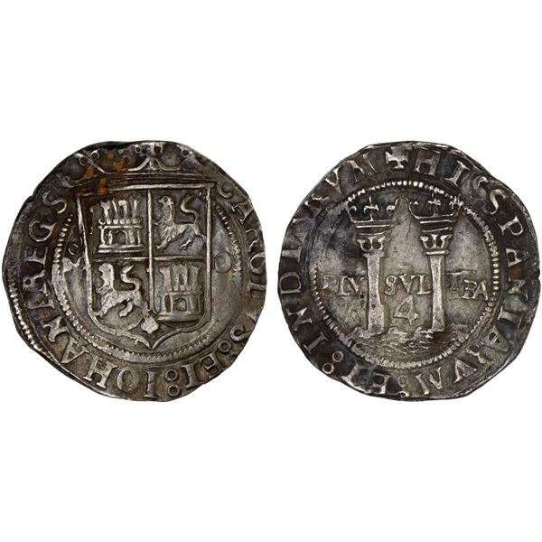 MEXICO: Carlos I & Juana, 1516-1555, AR 4 reales (13.74g), VF-XF