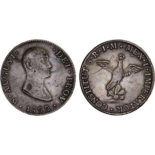 MEXICO: Augustin I Iturbide, 1822-1823, AR 8 reales, 1822-Mo, Choice VF