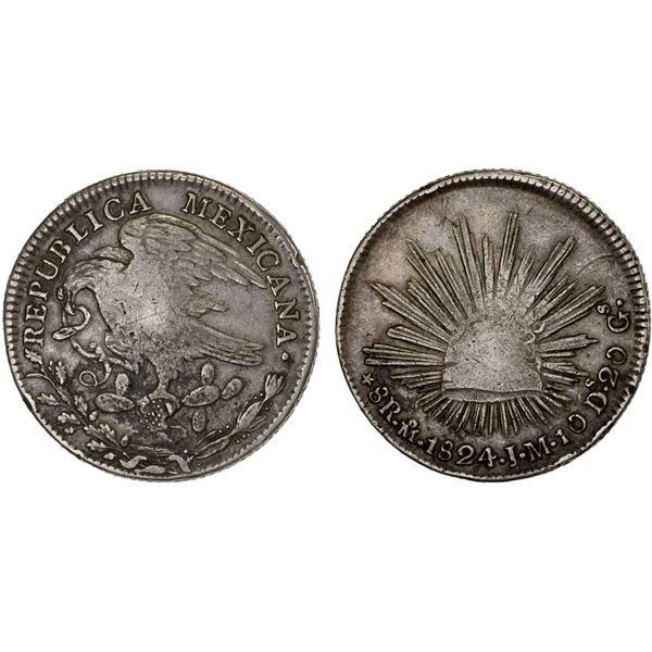 MEXICO: Republic, AR 8 reales (26.62g), Mexico City, 1824-Mo, Choice VF