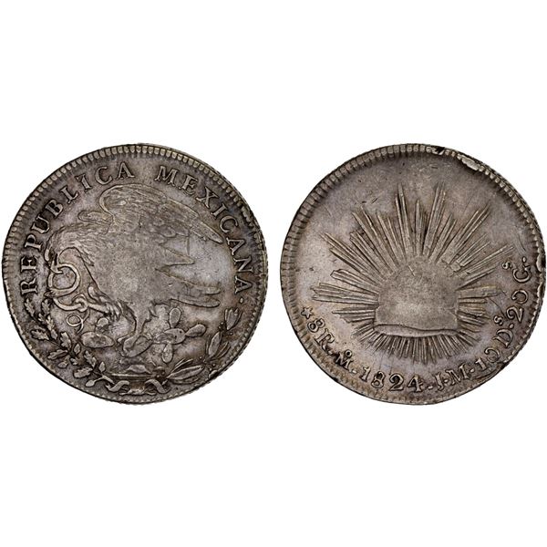 MEXICO: Republic, AR 8 reales (26.63g), Mexico City, 1824-Mo, F-VF