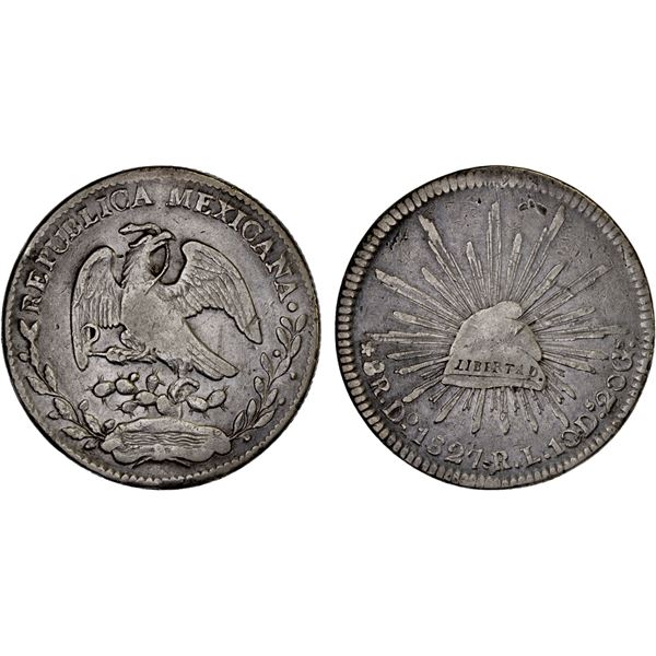 MEXICO: Republic, AR 8 reales (27.69g), Durango, 1827-Do, F-VF