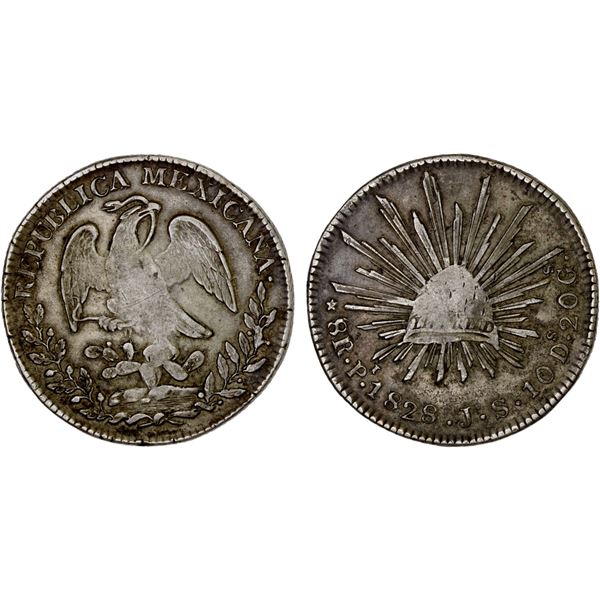 MEXICO: Republic, AR 8 reales (26.76g), San Luis Potosi, 1828-Pi, F-VF