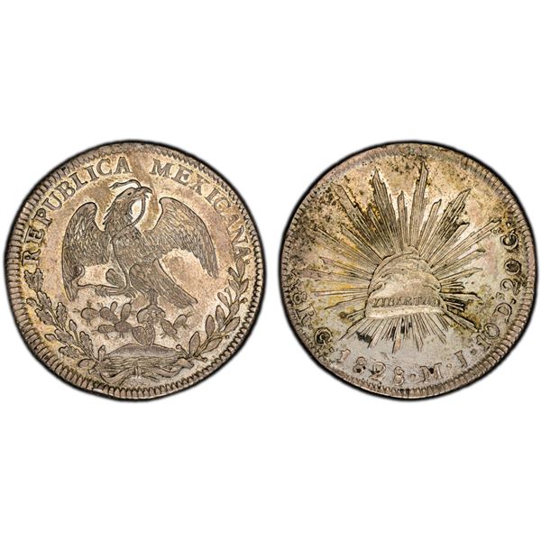 MEXICO: Republic, AR 8 reales, Guanajuato, 1828-Go, PCGS AU details