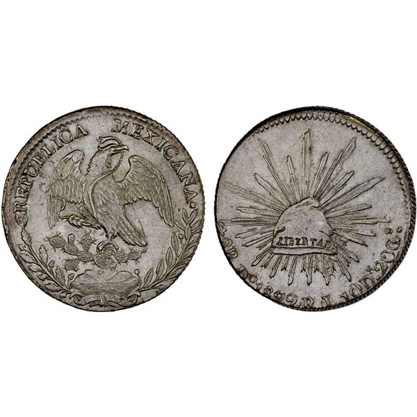MEXICO: Republic, AR 8 reales (25.45g), Durango, 1829-Do, XF