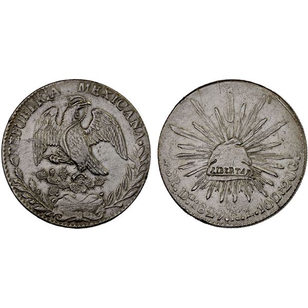 MEXICO: Republic, AR 8 reales (26.77g), Durango, 1829-Do, XF