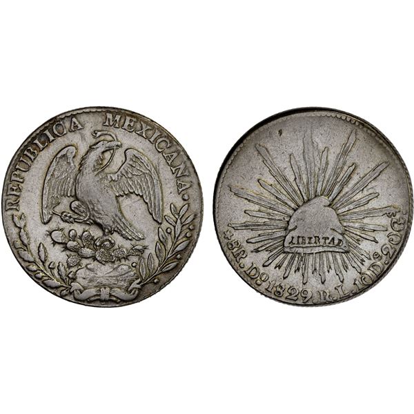 MEXICO: Republic, AR 8 reales (26.70g), Durango, 1829-Do, VF-XF