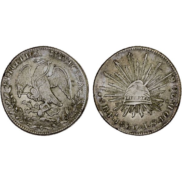 MEXICO: Republic, AR 8 reales (26.93g), San Luis Potosi, 1830-Pi, Choice VF