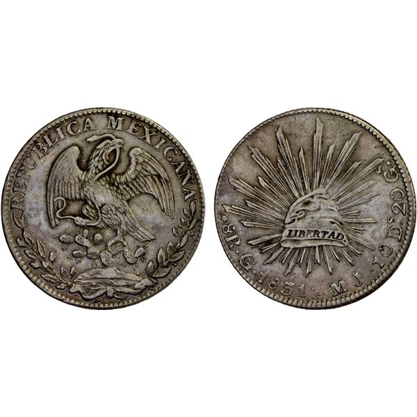 MEXICO: Republic, AR 8 reales (26.93g), 1831-Go, VF-XF