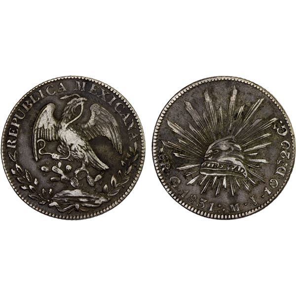MEXICO: Republic, AR 8 reales (27.24g), 1831-Go, Choice VF