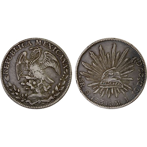 MEXICO: Republic, AR 8 reales (26.56g), 1831-Go, VF