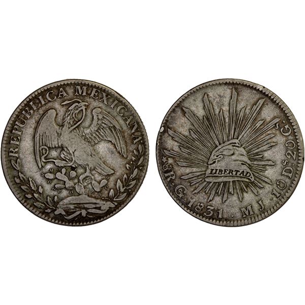 MEXICO: Republic, AR 8 reales (27.19g), 1831-Go, F-VF