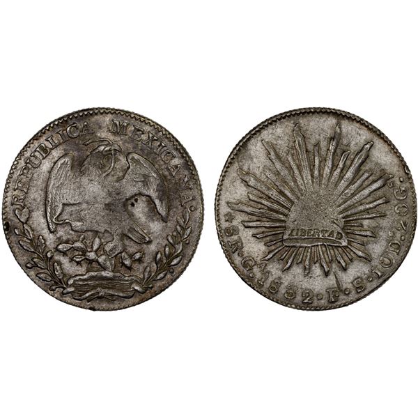 MEXICO: Republic, AR 8 reales (26.91g), Guadalajara, 1832-Ga, XF-AU